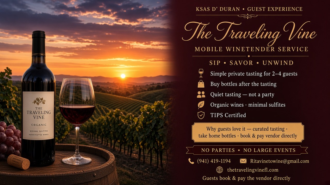 The Traveling Vine — private wine tasting at Ksas d’ Duran