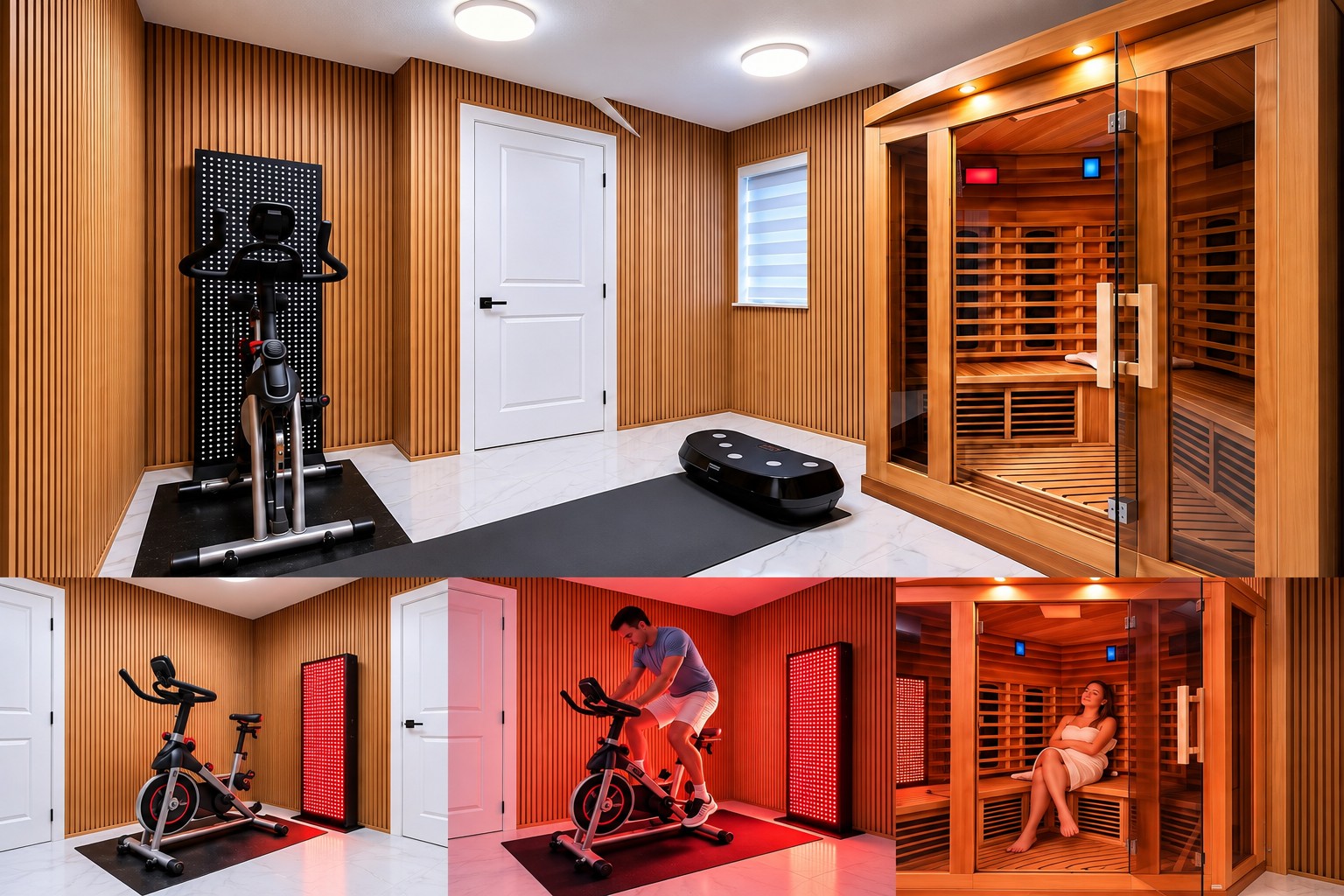 Wellness Suite collage — sauna, recovery and movement